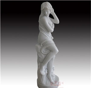 Sea Daughter Statue White Marble 120cm Sculptures