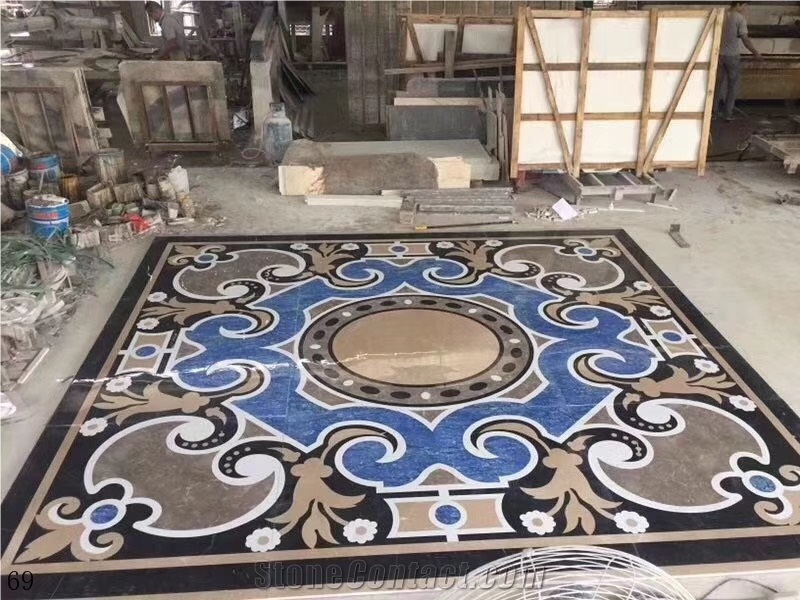 Square Water-Jet Medallions Mosaic Flooring Tiles