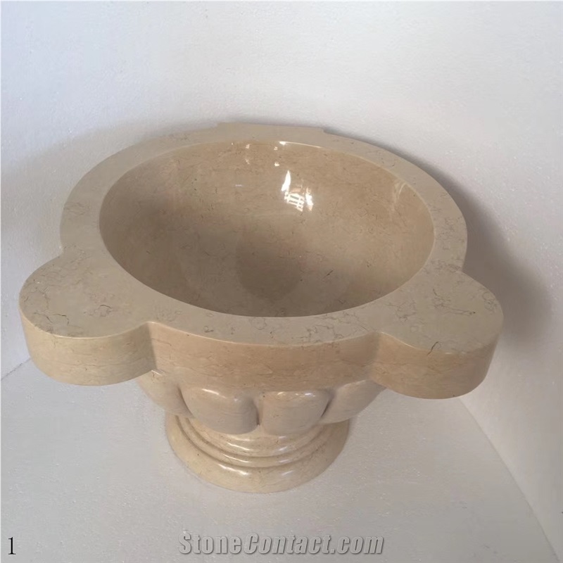 Sunny Marble Natural Stone Round Pedestal Basin