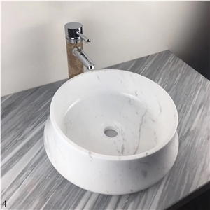 Volakas Venus White Marble Wash Round Basin Sink