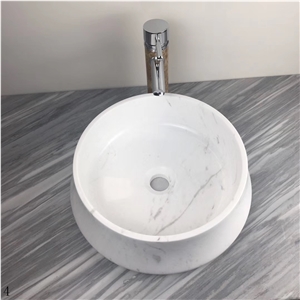 Volakas Venus White Marble Wash Round Basin Sink