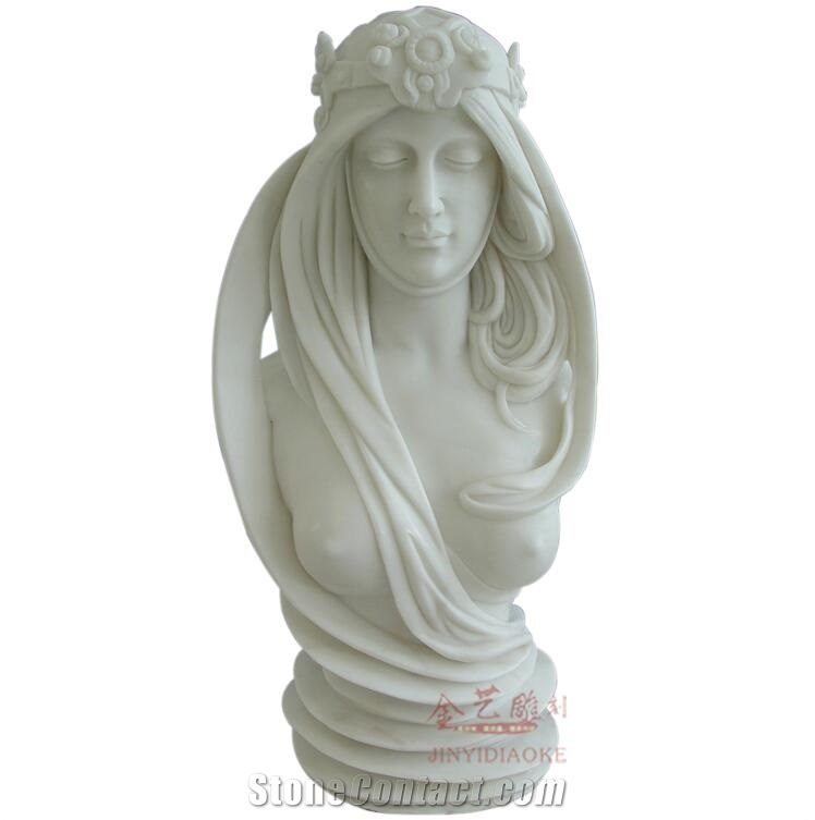 Western Goddess White Marble Bust Human Statues