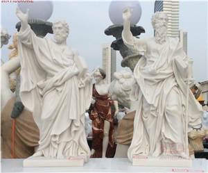 White Marble Statue Saint Peter Carving Craft