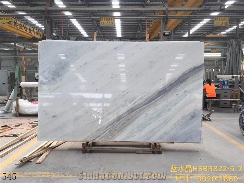 White Ocean Blue Marble Slabs for Wall and Floor Applications