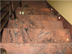 Multicolor Red Granite Staircase-Steps, Risers