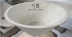 High Quality Beige Marble Round Wash Basins