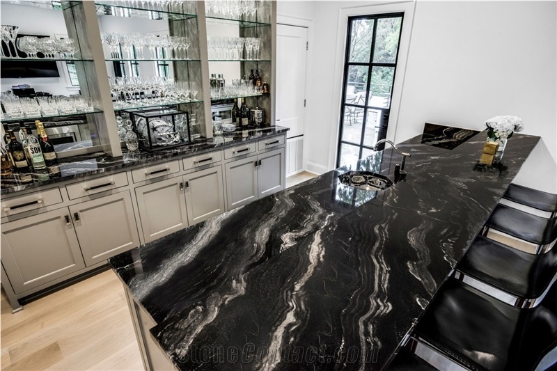 Agata Black Granite with Veins for Counters