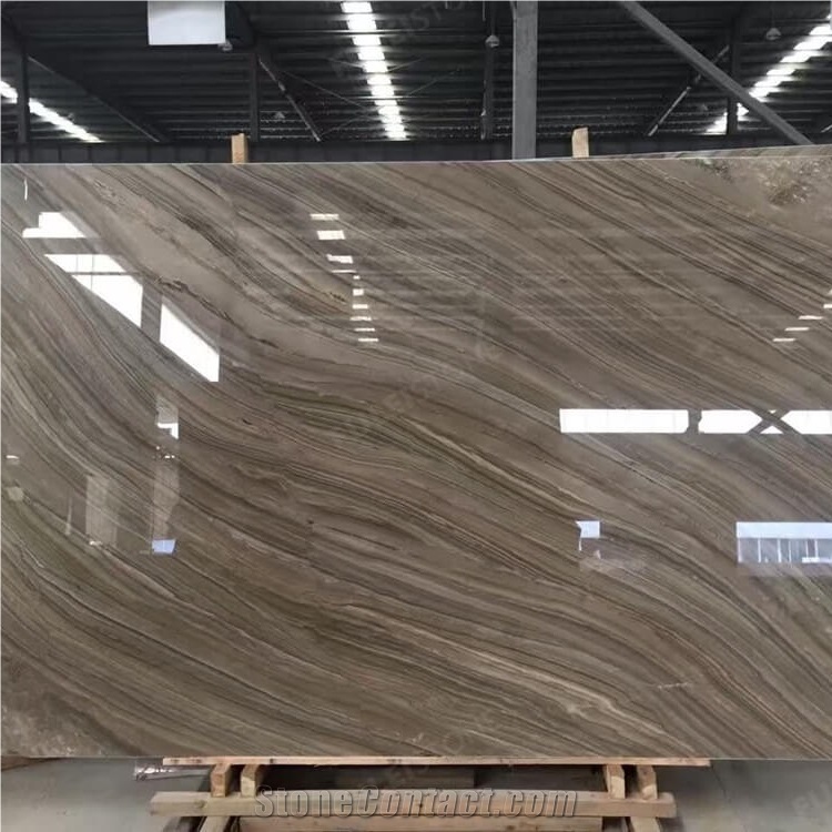 China Kylin Wooden Brown Marble Slab Price
