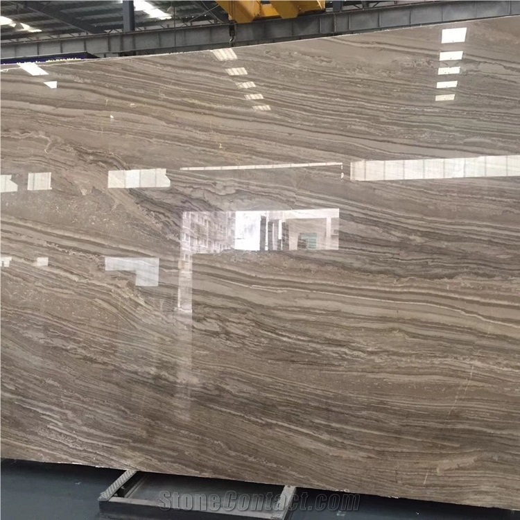 China Kylin Wooden Brown Marble Slab Price