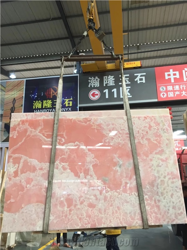 Pink Onyx Jade Stone Tiles for Workbench