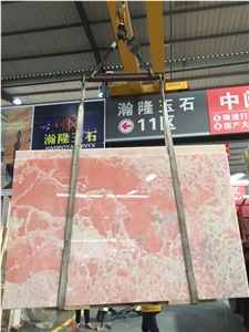 Pink Onyx Jade Stone Tiles for Workbench