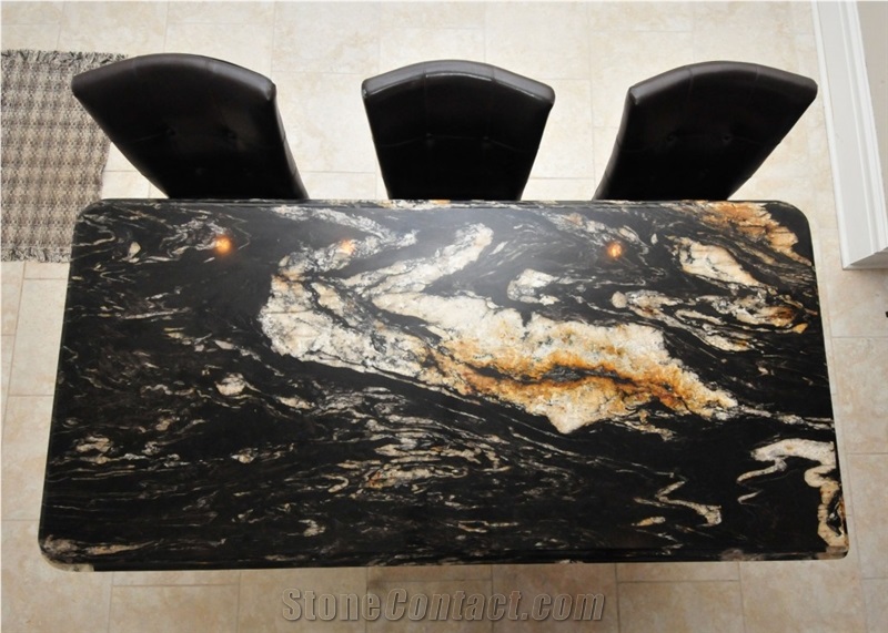 Brasil Titanium Gold Granite Kitchen Countertops
