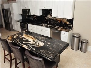 Brasil Titanium Gold Granite Kitchen Countertops