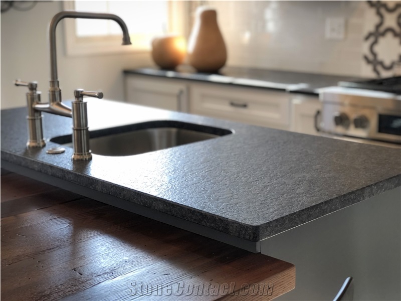 Leather Steel Grey Granite Kitchen Countertops