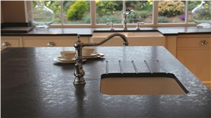 Leather Steel Grey Granite Kitchen Countertops