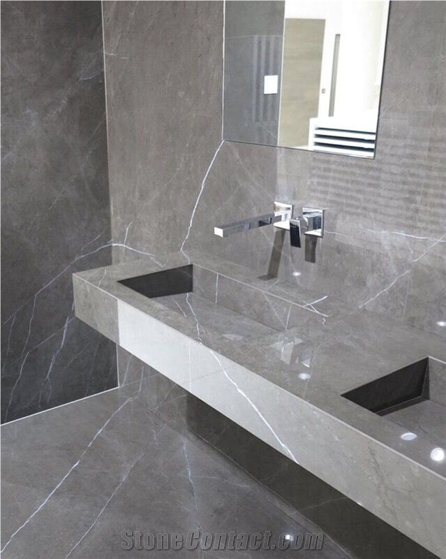 Natural Pietra Grey Marble Hotel Bath Vanity Tops