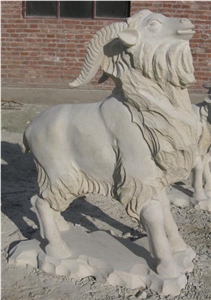 Grey Granite Natural Stone Garden Goat Sculpture