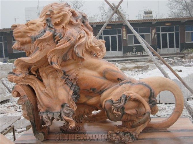 Lion Guardian Statue Natural Stone Sculpture Ideas
