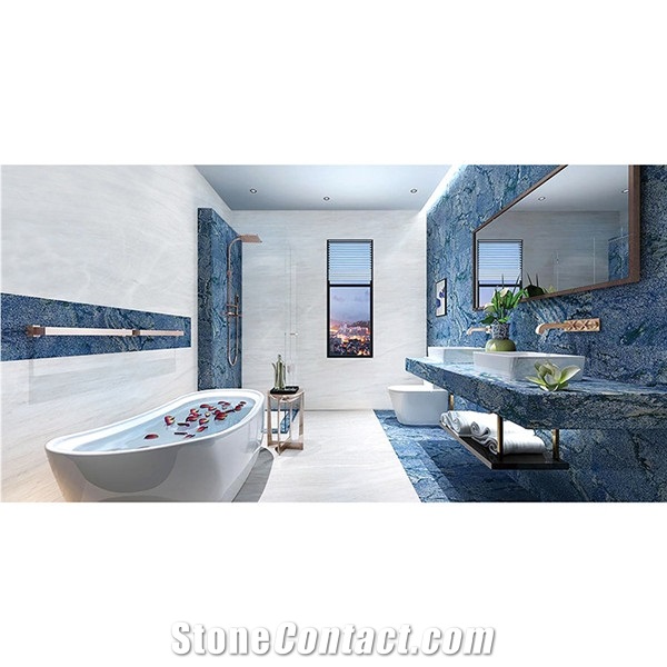 Blue Natural Marble Stone for Bathroom Adorn