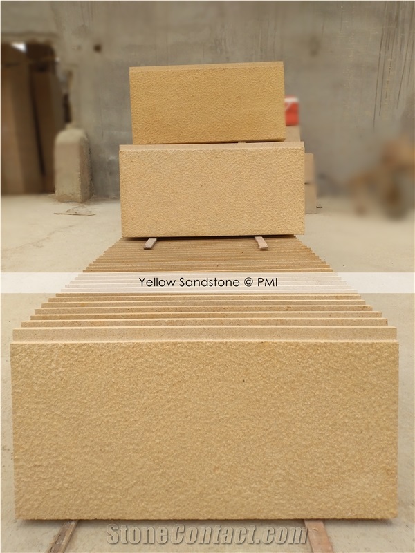 Light Yellow Sandstone Tiles Honed & Bush Hammered