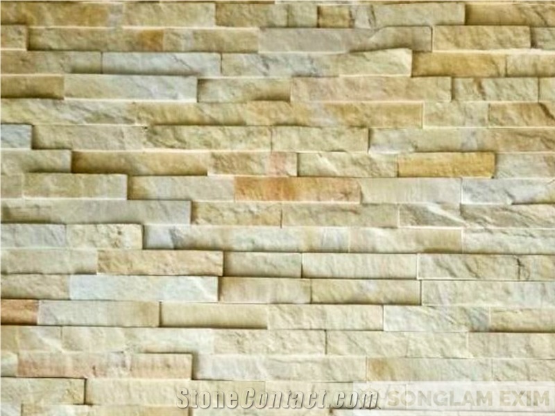 Yellow Split Surface Marble Wall Panel