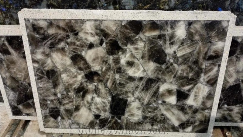 Semi Precious Stone Smokey Quartz Crystal Slab