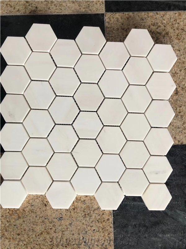 Pure Star Whte Fishbone and Hexagon Design Mosaic