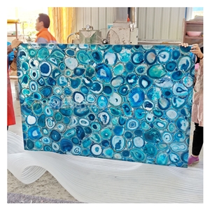 Backlit Blue Polished Agate Wall Panels
