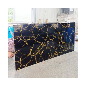 Black Gemstone Wall Tiles Obsidian Composite Slab
