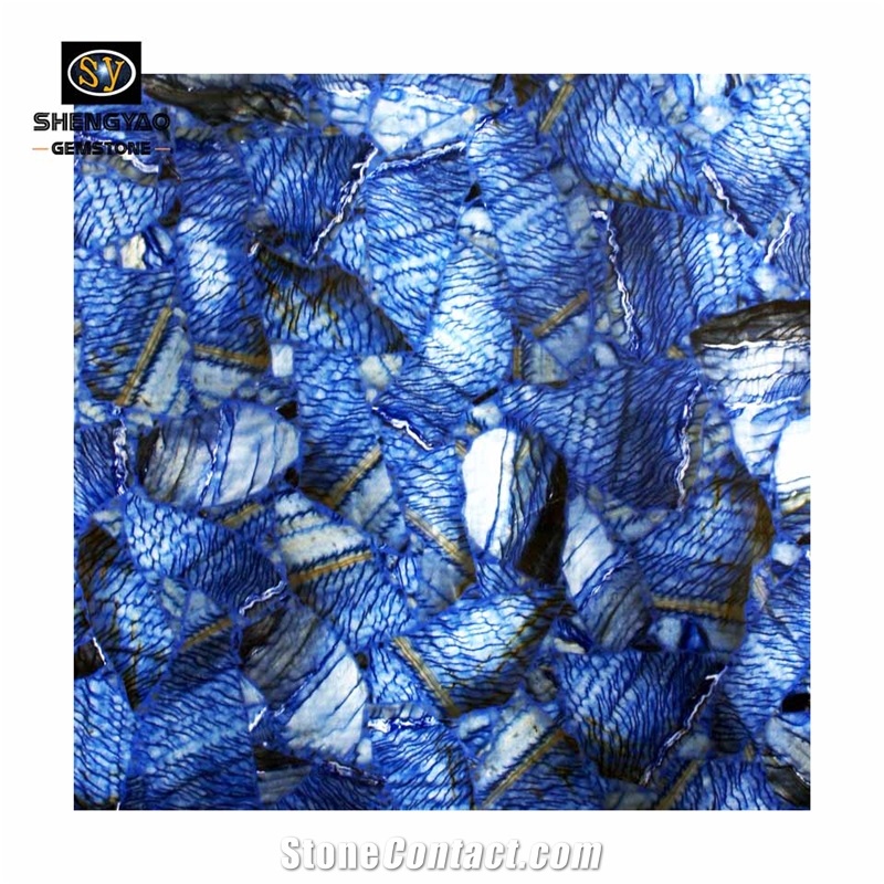 Blue Gemstone Composite Aventurine Quartz Slab