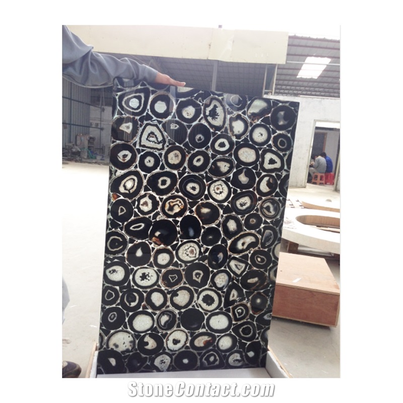 Luxury Gem Composite Wall Planel Black Agate Slab