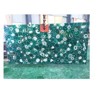 Luxury Green Agate Slab Gemstone Wall Panels Tiles