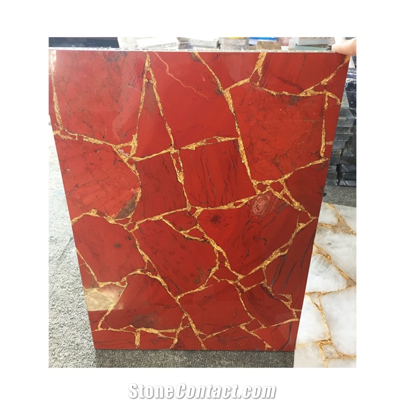 Luxury Red Semi Precious Stone Panel Ruby Slab