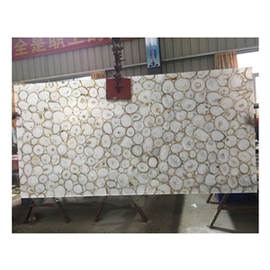 Luxury White Agate Panel Semiprecious Stone Slabs