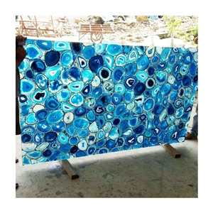 Semiprecious Stone Slabs Composite Blue Agate Slab