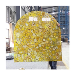 Yellow Agate Slab Luxury Gemstone Wall Panel