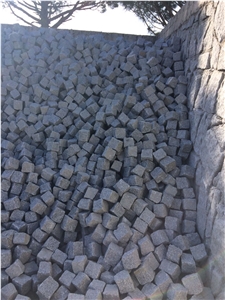 Bergama Grey Granite Cube Stone, Cobble Stone