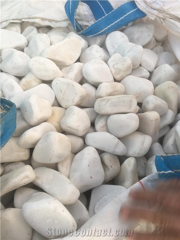Decorative Marble Stone 40-90mm White Pebbles 875 Kg Dolomitic Marble 