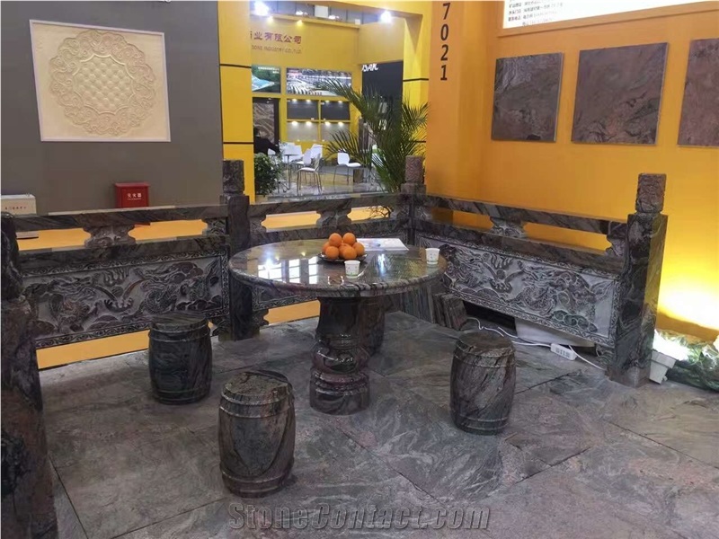 China Multicolor Red Granite-Three Gorges Wave Granite Outdoor Table Set