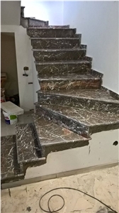Grigio Taormina Marble Stair Steps and Risers