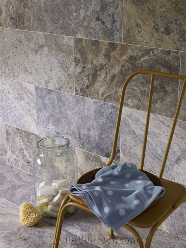 Silver Honed Filled Travertine Wall and Floor Tiles