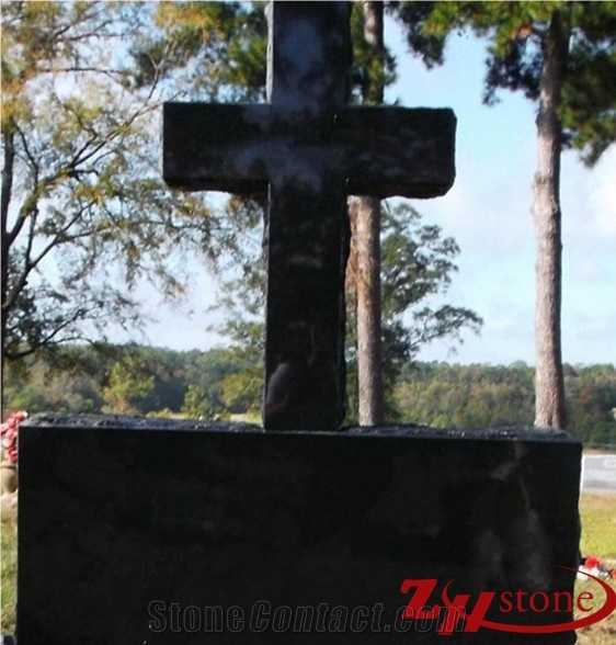 Cross Absolute Black Granite Tombstones