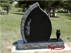 Indian Red Granite Gun&Star Carving Headstone