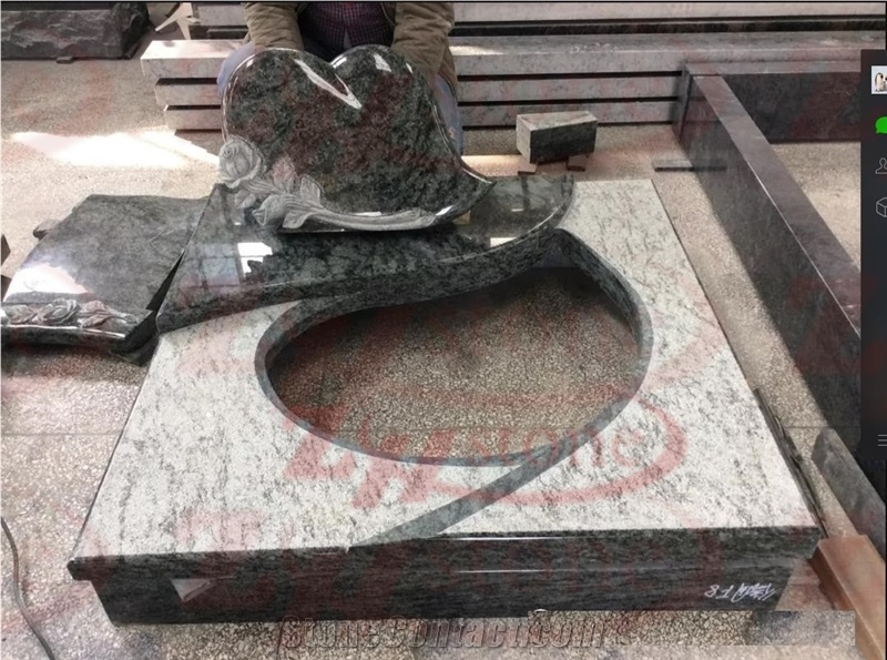 Indian Red Granite Wheat and Gun Carving Monument