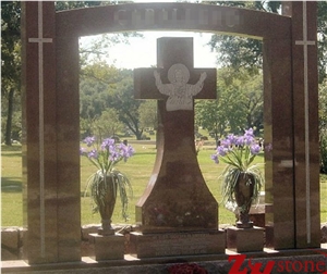 Tan Brown Granite Arch Style Latin Cross Monuments