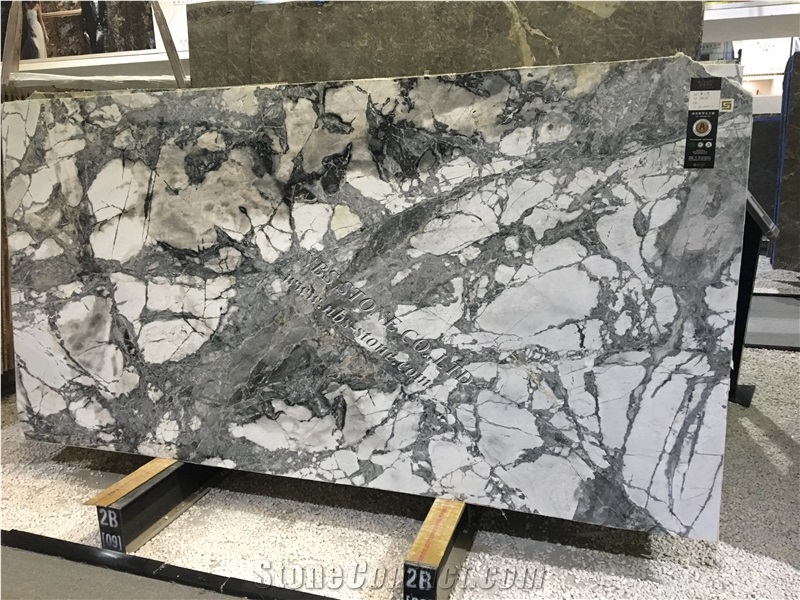 Snow River Black White Marble Slab Luxe Covering