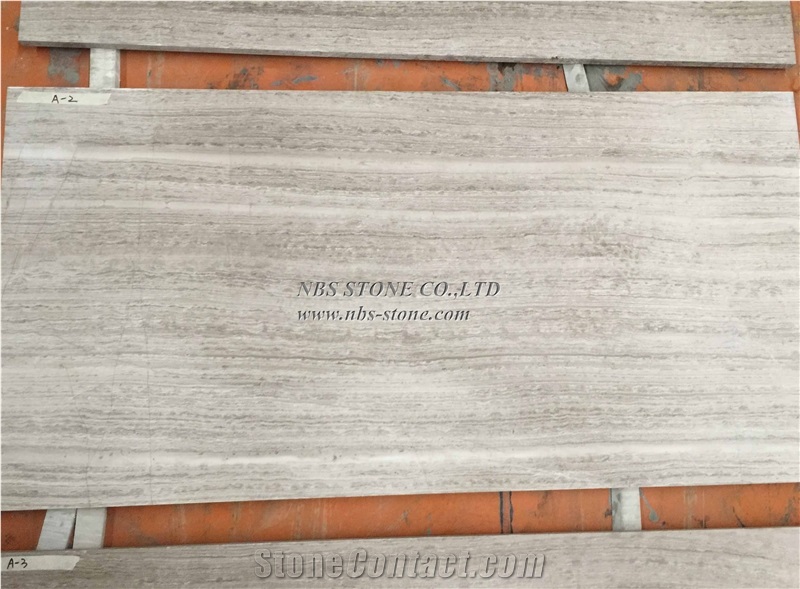 White Wooden Marble Sandblasted Slab Covering Tile