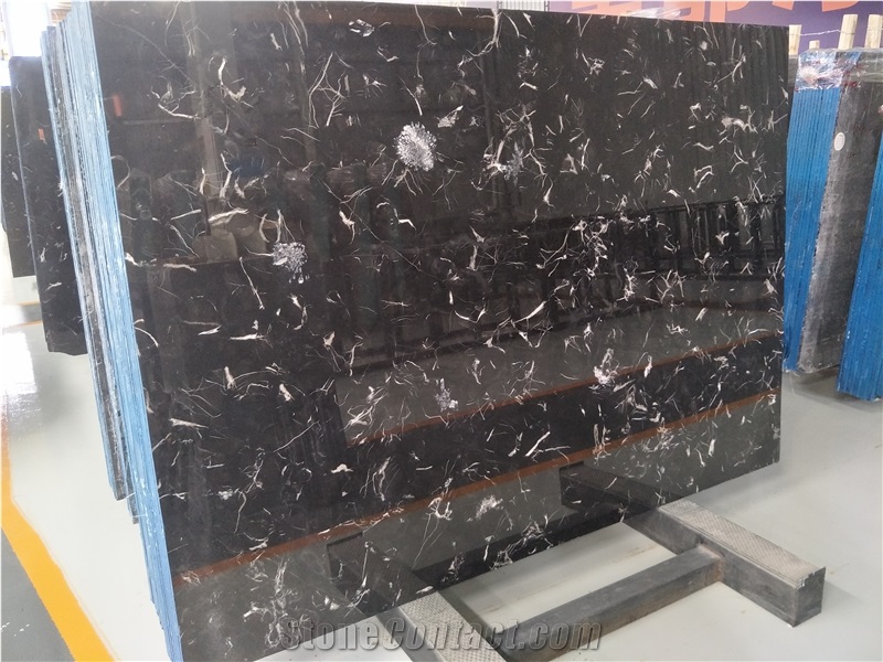 China Black Ice Flower Marble Slabs for Floor Wall