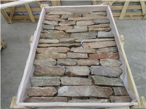 China Gold Slate Wall Stone Cladding Bricks