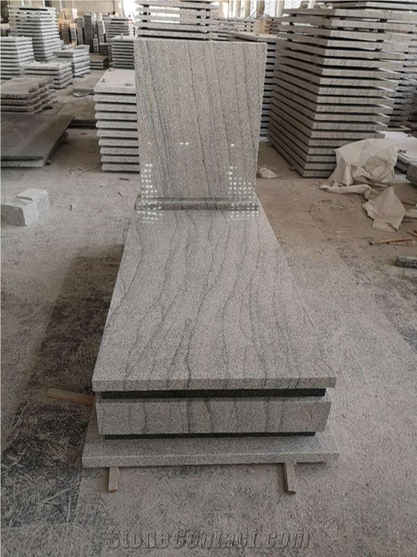 China New Viscount White Grey Granite Tombstone